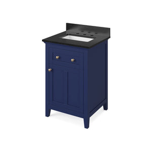 Jeffrey Alexander VKITCHA24BLBGR 24" Hale Blue Chatham Vanity, Black Granite Vanity Top, undermount rectangle bowl