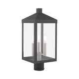 Livex Lighting 20592-76 Nyack - 19.5" Three Light Outdoor Post Top Lantern, Scandinavian Gray Finish with Clear Glass