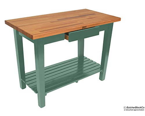 John Boos OC6025-CR OC Oak Country Table - Blended Butcher Block Top, 60" W x 25" D No Shelf, Cherry Stained Base