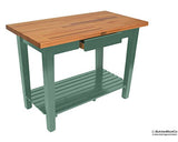 John Boos OC3625-BS Basil Green Base Cream Finish Red Oak Finger Jointed Top C Table, 36 x 25 1.5 inch - 1 each.