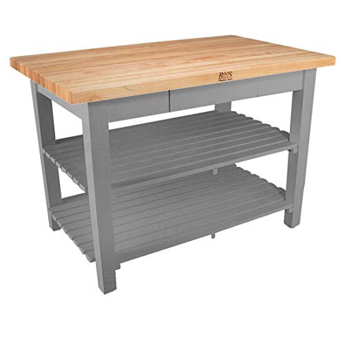 John Boos C3624C-2S-SG Classic Country Worktable, 36" W x 24" D 35" H, with Casters and 2 Shelves, Slate Gray