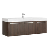 Fresca FCB8093GW-I Fresca Vista 60" Walnut Wall Hung Single Sink Modern Bathroom Cabinet w/ Integrated Sink