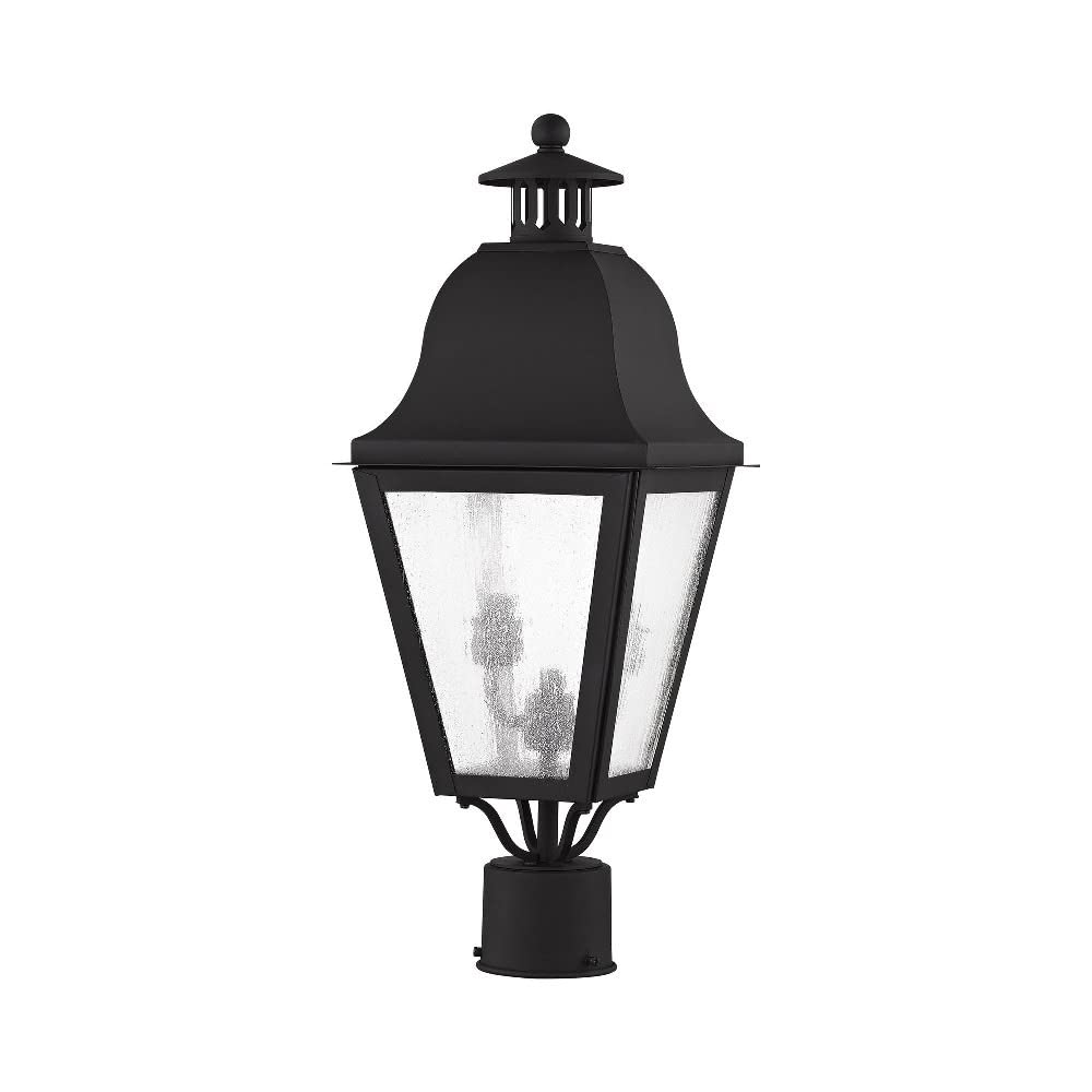 Livex Lighting 2552-04 Outdoor Post with Seeded Glass Shades, Black