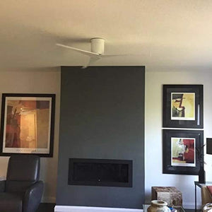 Matthews Fan EKH-BK-BN Eliza-H 3-blade ceiling mount paddle fan in Matte Black finish with brushed nickel ABS blades.