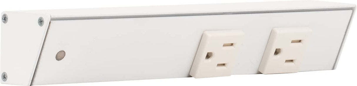 Task Lighting APT9-2W-P-WT-L 9" APT Series Slim Angle Power Strip, Left Entry, White Finish, White Receptacles