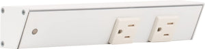 Task Lighting APT9-2W-P-WT-L 9" APT Series Slim Angle Power Strip, Left Entry, White Finish, White Receptacles