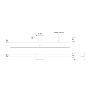 Kuzco VL10337-BK VEGA 37" VL Black 120V ELV LED 3000K 90CRI 26W
