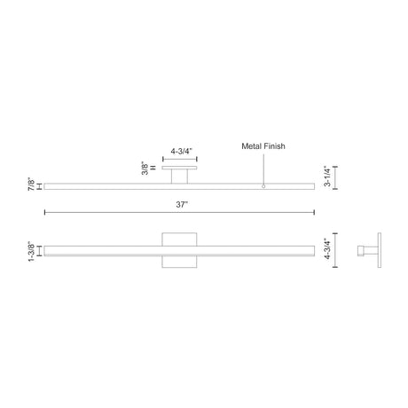 Kuzco VL10337-BK VEGA 37" VL Black 120V ELV LED 3000K 90CRI 26W