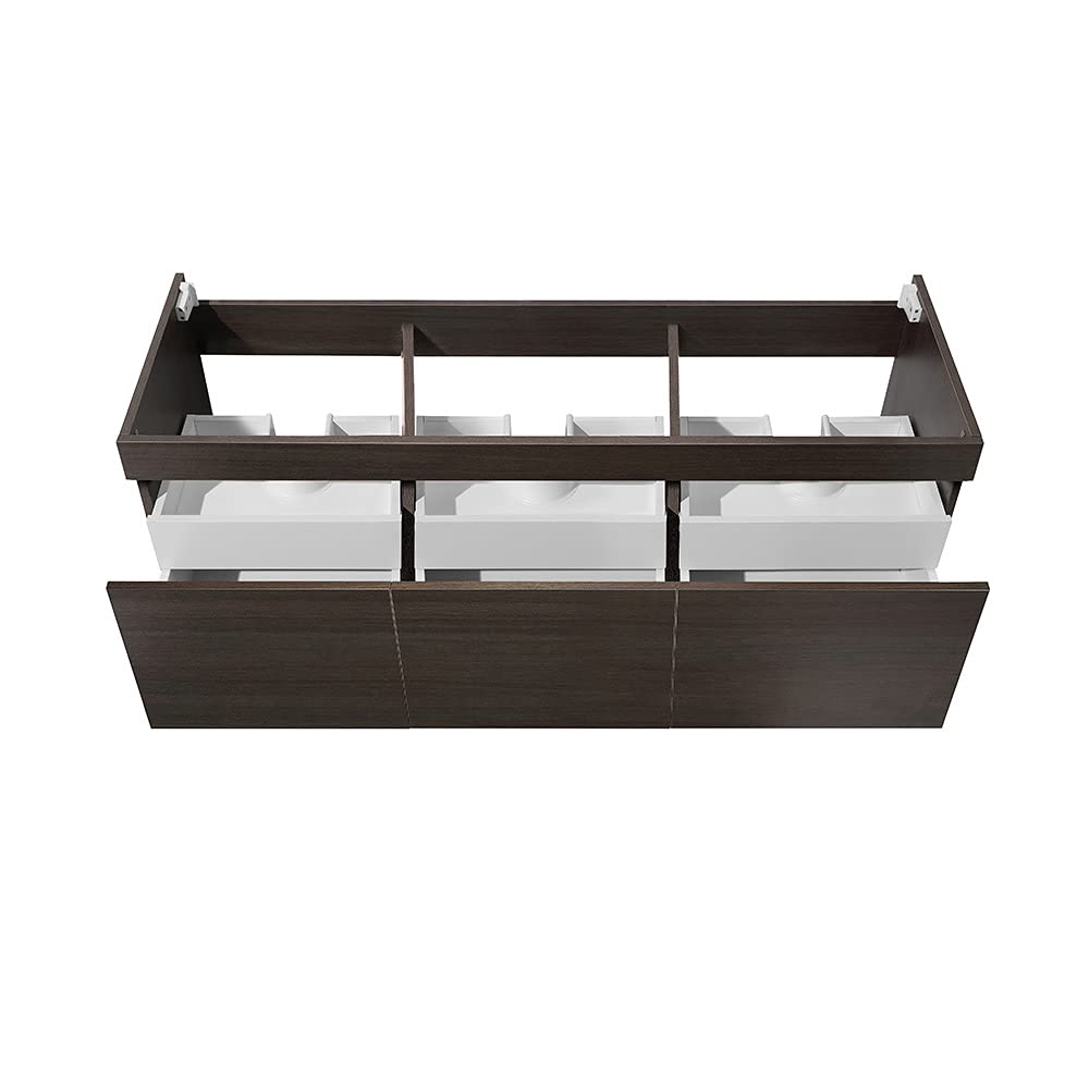 Fresca FCB8041TK Fresca Mezzo 60" Teak Wall Hung Single Sink Modern Bathroom Cabinet