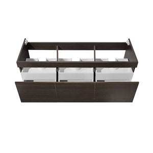 Fresca FCB8041TK Fresca Mezzo 60" Teak Wall Hung Single Sink Modern Bathroom Cabinet