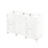 Jeffrey Alexander VKITCOM60WHWCO 60" White Compton Vanity, double bowl, Compton-only White Carrara Marble Vanity Top, two undermount oval bowls