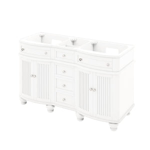 Jeffrey Alexander VKITCOM60WHWCO 60" White Compton Vanity, double bowl, Compton-only White Carrara Marble Vanity Top, two undermount oval bowls