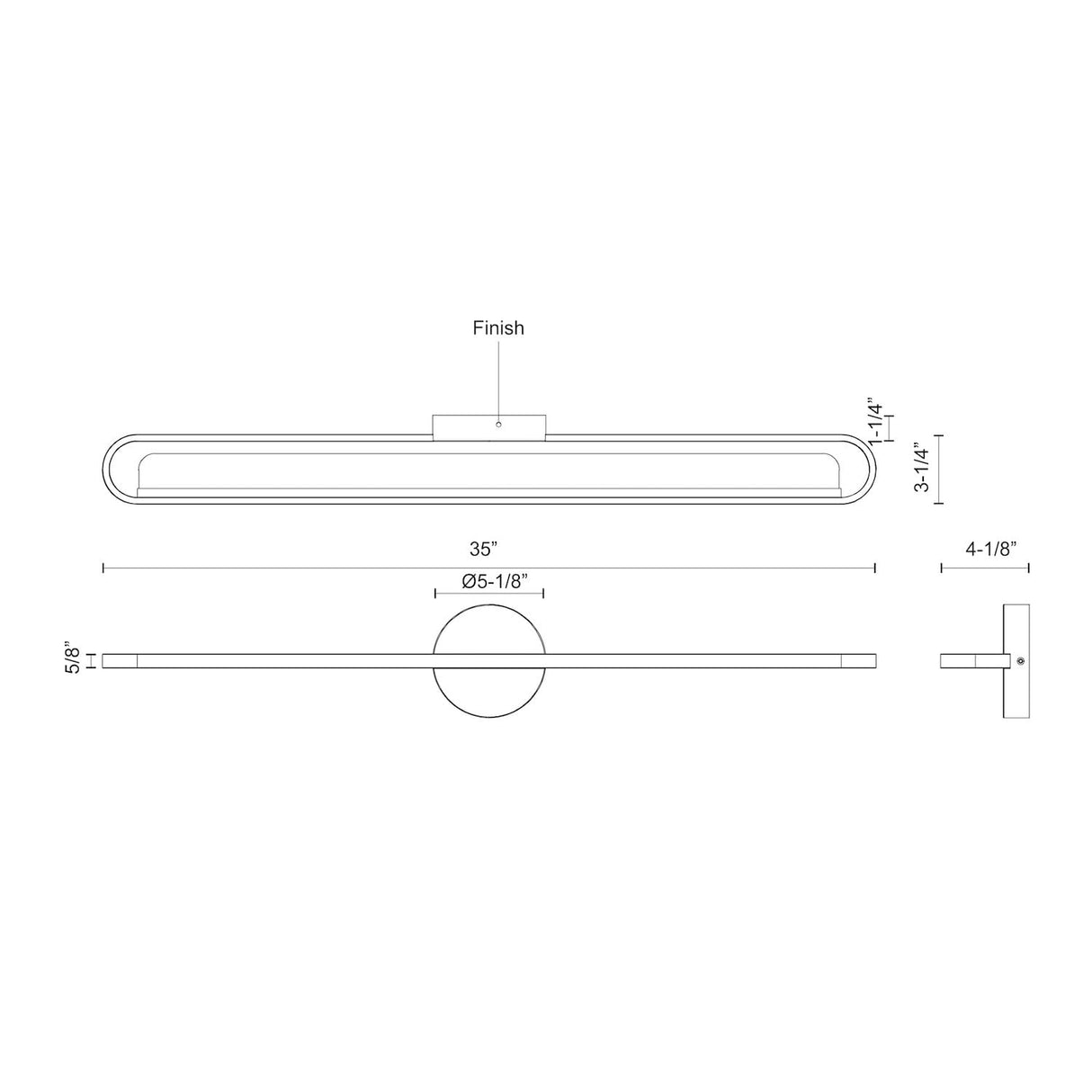 Kuzco VL63736-BK MARLON 36" VANITY BLACK 24W 120VAC WITH LED DRIVER 3000K 90CRI