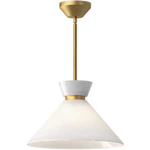 Alora PD470514BGGO HALSTON 14" PD BRUSHED GOLD GLOSSY OPAL GLASS ROD 46 1X60W E26