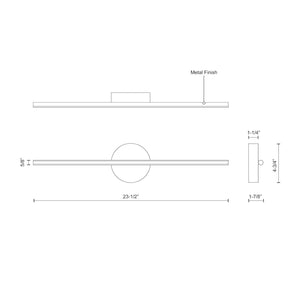 Kuzco WS14923-WH CHUTE 23" WS White 120V TRIAC/ELV LED 3000K 90CRI 13W