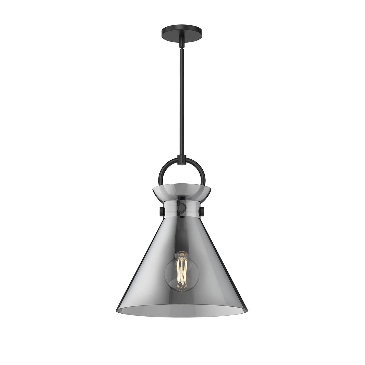 Alora PD412514MBSM EMERSON 14" PENDANT MATTE BLACK SMOKED GLASS E26 60W