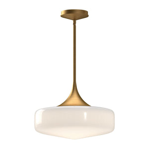 Alora PD440814AGGO LINCOLN 14" PD AGED BRASS GLOSSY OPAL GLASS ROD 46 1X60W E26
