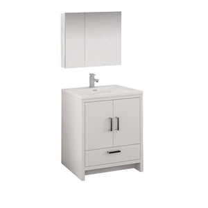 Fresca FVN9430WH Fresca Imperia 30" Glossy White Free Standing Modern Bathroom Vanity w/ Medicine Cabinet