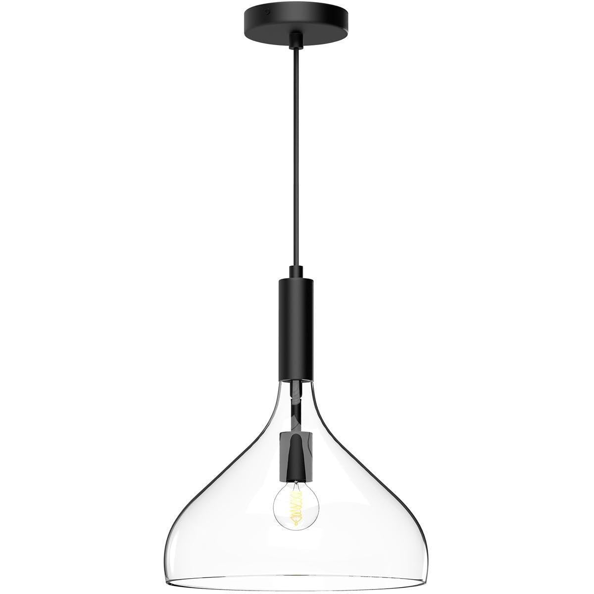 Alora PD532312MBCL BELLEVIEW 12" PD MATTE BLACK CLEAR GLASS CORD 72 1X60W E26