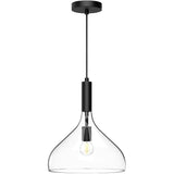 Alora PD532312MBCL BELLEVIEW 12" PD MATTE BLACK CLEAR GLASS CORD 72 1X60W E26
