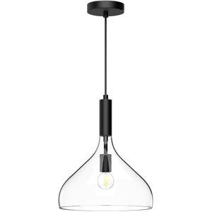 Alora PD532312MBCL BELLEVIEW 12" PD MATTE BLACK CLEAR GLASS CORD 72 1X60W E26