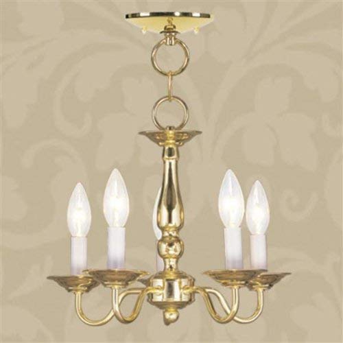 Livex Lighting 5011-02 Williamsburg 5-Light Convertible Hanging Lantern/Ceiling Mount, Polished Brass