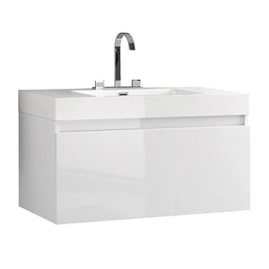 Fresca FCB8010WH-I Fresca Mezzo 39" White Modern Bathroom Cabinet w/ Integrated Sink