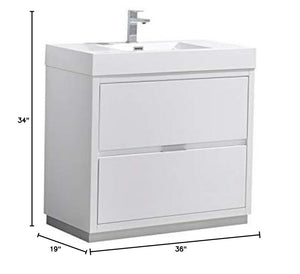 Fresca FCB8436WH-I Fresca Valencia 36" Glossy White Free Standing Modern Bathroom Vanity