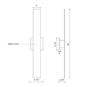 Kuzco AT7935-WH VESTA 35" AT White 120V ELV LED 3000K 90CRI 41W