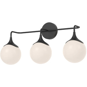 Alora VL505125MBOP NOUVEAU 25" VL MATTE BLACK OPAL GLASS 3X40W E12