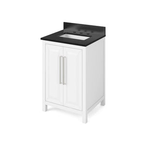 Jeffrey Alexander VKITCAD24WHBGR 24" White Cade Vanity, Black Granite Vanity Top, undermount rectangle bowl