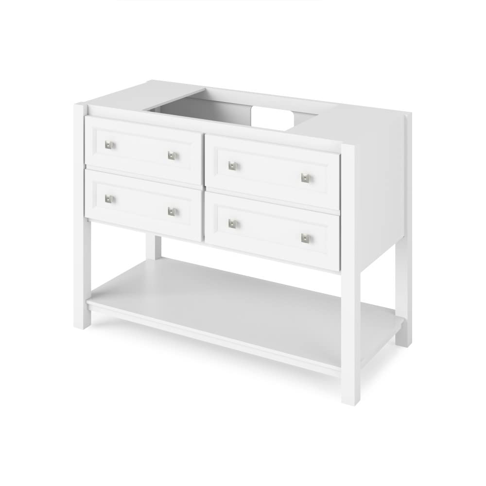 Jeffrey Alexander VKITADL48WHWCR 48" White Adler Vanity, White Carrara Marble Vanity Top, undermount rectangle bowl