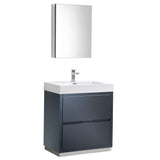 Fresca FVN8430GG Fresca Valencia 30" Dark Slate Gray Free Standing Modern Bathroom Vanity w/ Medicine Cabinet