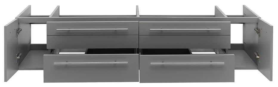 Fresca FCB6172GR-VSL Fresca Lucera 72" Gray Wall Hung Double Vessel Sink Modern Bathroom Cabinet