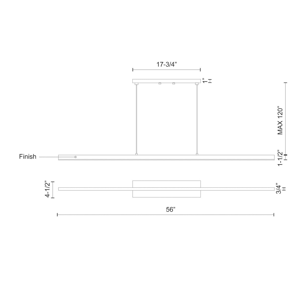 Kuzco LP10356-BK VEGA 56" LP Black 120V ELV LED 3000K 90CRI 38W