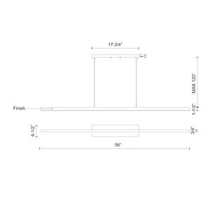 Kuzco LP10356-BK VEGA 56" LP Black 120V ELV LED 3000K 90CRI 38W