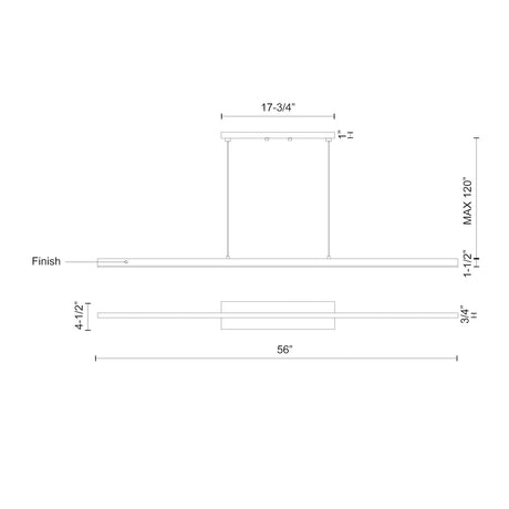 Kuzco LP10356-BK VEGA 56" LP Black 120V ELV LED 3000K 90CRI 38W