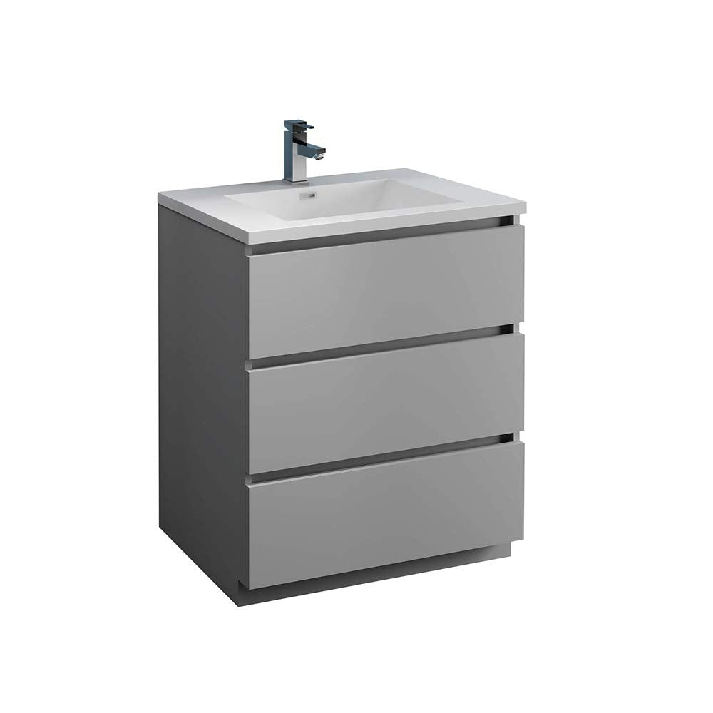 Fresca FCB9330GR-I Fresca Lazzaro 30" Gray Free Standing Modern Bathroom Cabinet w/ Integrated Sink