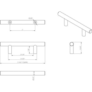 Elements 136DBB 3" Center-to-Center Dark Brushed Bronze Naples Cabinet Bar Pull