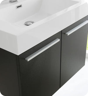 Fresca FCB8089BW Fresca Vista 30" Black Wall Hung Modern Bathroom Cabinet