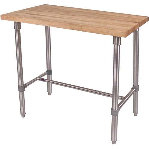 John Boos CUCNB08 Cucina Classico Maple Edge Grain Work Table with Stainless Steel Legs, 30 x 36 Inch