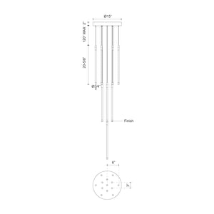 Kuzco MP75121-BG MOTIF 21" 13 HEAD MULTI-PENDANT VINTAGE BRASS 98W 120VAC WITH LED DRIVER 2700K 90CRI