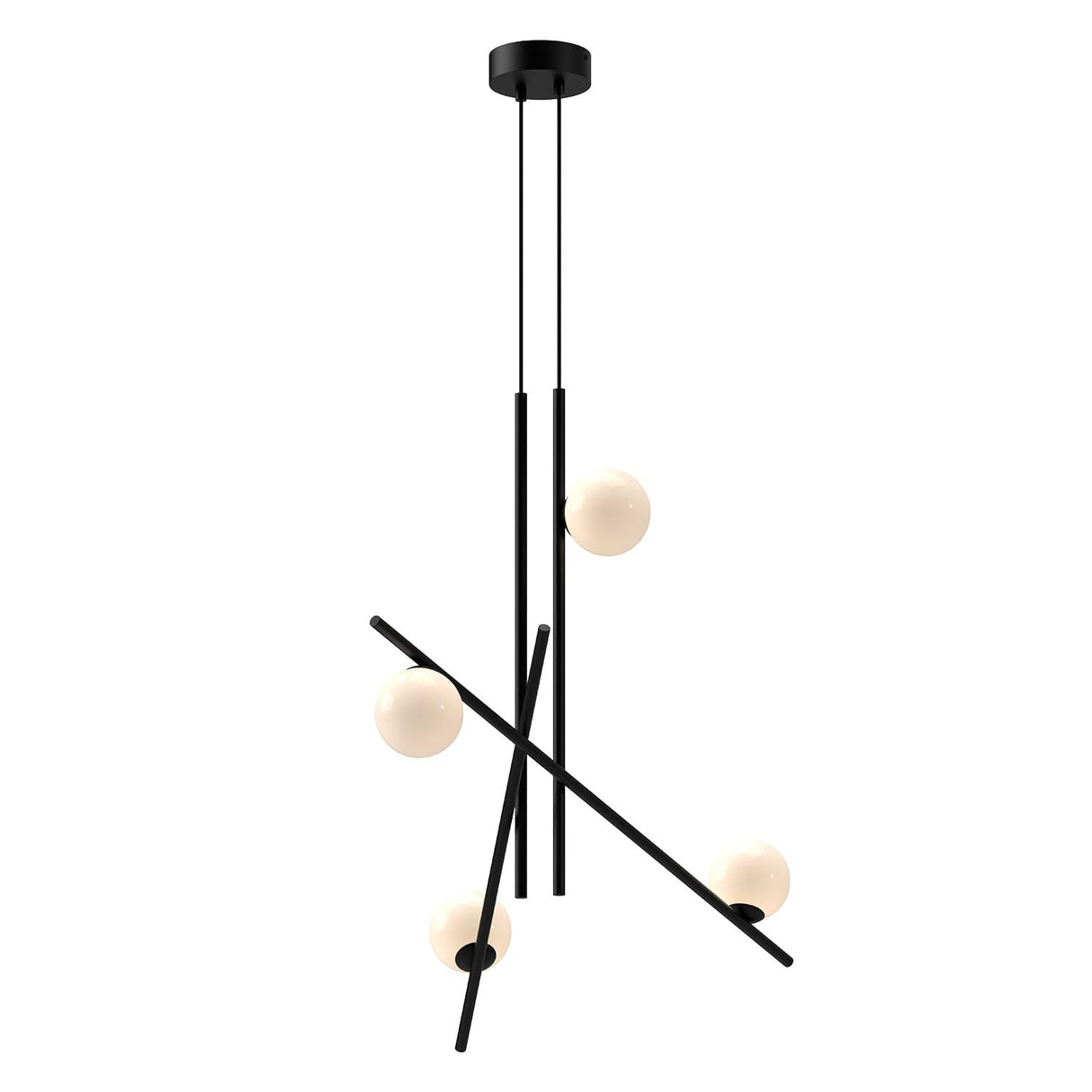 Kuzco CH89832-BK/GO AMARA 32" CHANDELIER TEXTURED BLACK GLOSSY OPAL GLASS
 120" WIRE 120V TRIAC/ELV LED 3000K 90CRI 21W