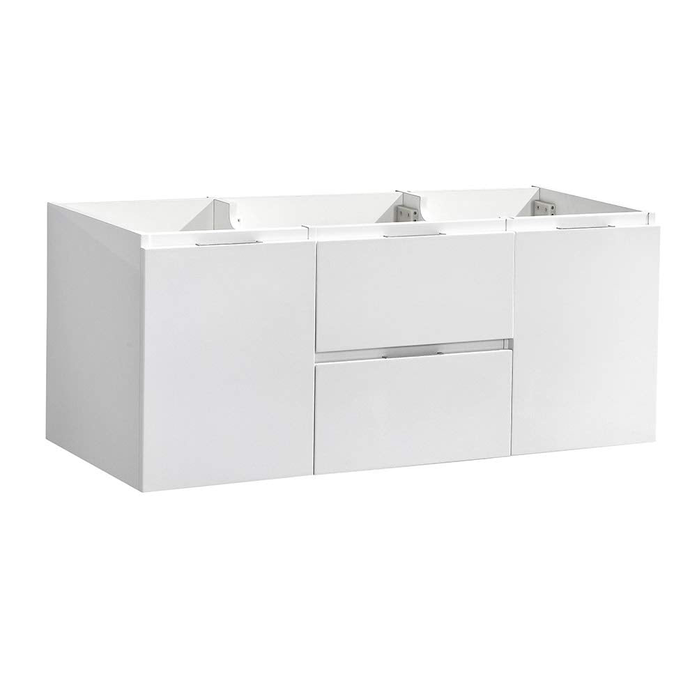 Fresca FCB8348WH-D Fresca Valencia 48" Glossy White Wall Hung Double Sink Modern Bathroom Cabinet