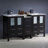 Fresca FCB62-241224ES-I Fresca Torino 60" Espresso Modern Double Sink Bathroom Cabinets w/ Integrated Sinks