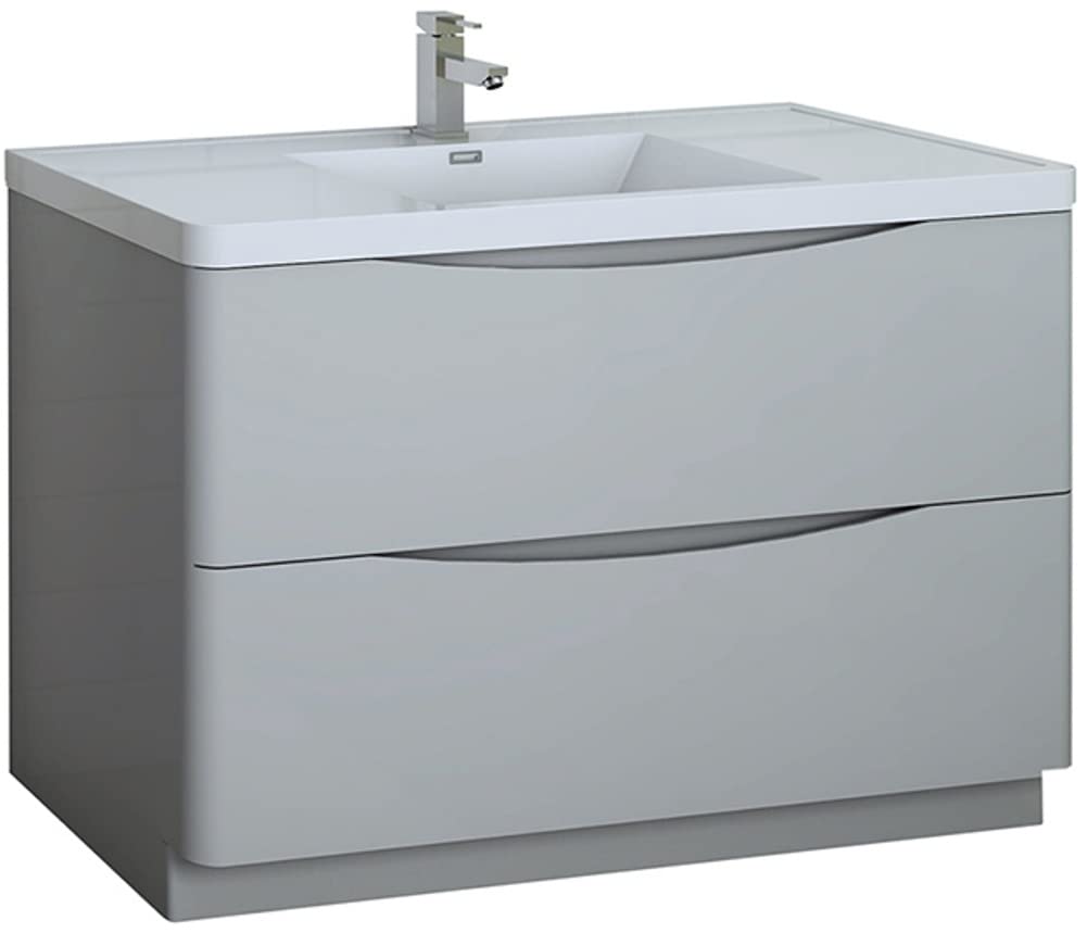 Fresca FCB9148GRG-I Fresca Tuscany 48" Glossy Gray Free Standing Modern Bathroom Cabinet w/ Integrated Sink