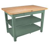 John Boos C4824C-D-2S-BS Classic Country Worktable, 48" W x 24" D 35" H, with Casters, Drawer and 2 Shelves, Basil