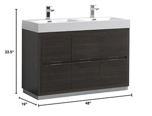 Fresca FCB8448GO-D-I Fresca Valencia 48" Gray Oak Free Standing Double Sink Modern Bathroom Vanity