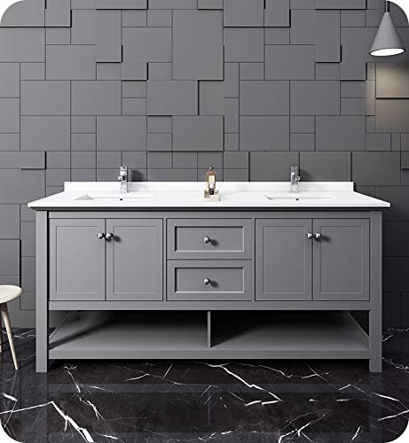 Fresca FCB2372GR-D Fresca Manchester 72" Gray Traditional Double Sink Bathroom Cabinet