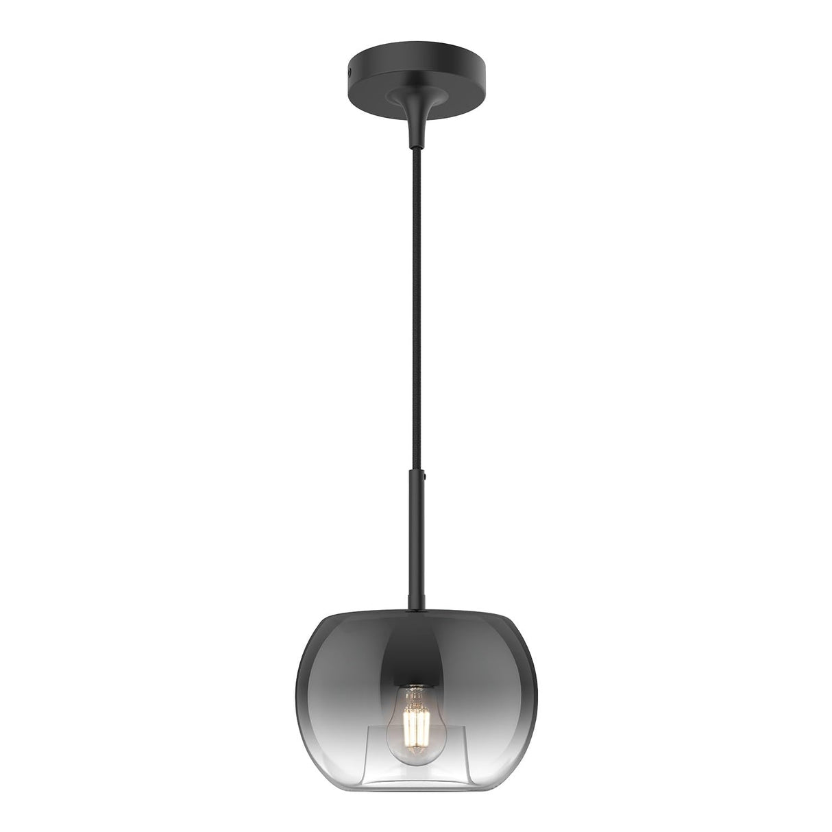 Kuzco PD57508-BK/SM SAMAR 8" PENDANT MATTE BLACK TRANSITION SMOKED GLASS 120" WIRE E26 60W